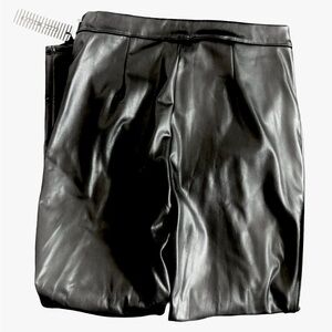 Black faux leather leggings